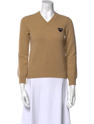 Pre-owned Comme Des Garçons Play Wool V-neck Sweater In Neutral