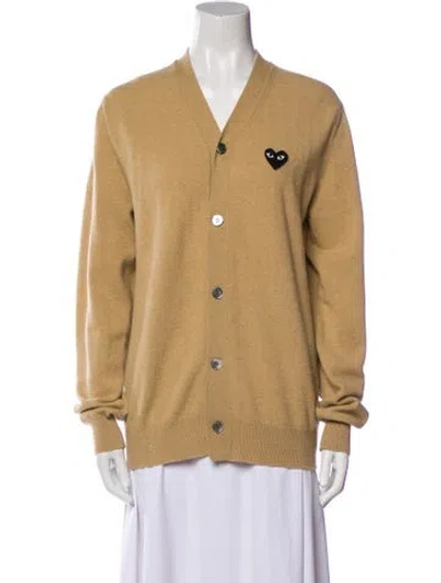 Pre-owned Comme Des Garçons Play Wool V-neck Sweater In Neutral