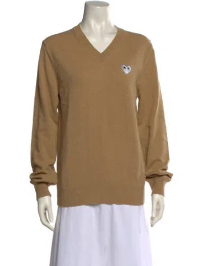 Pre-owned Comme Des Garçons Play Wool V-neck Sweater In Neutral