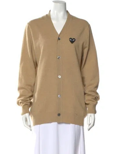 Pre-owned Comme Des Garçons Play Wool V-neck Sweater In Neutral