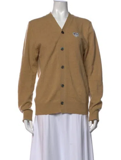 Pre-owned Comme Des Garçons Play Wool V-neck Sweater In Neutrals