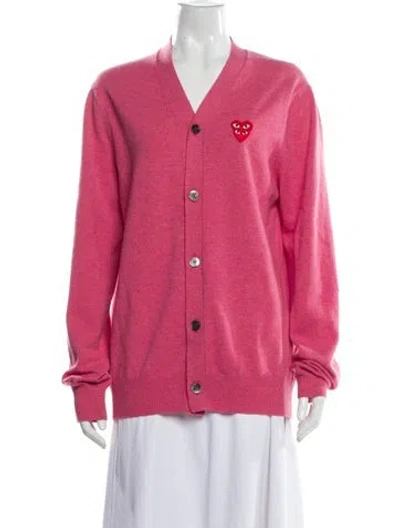 Pre-owned Comme Des Garçons Play Wool V-neck Sweater In Pink