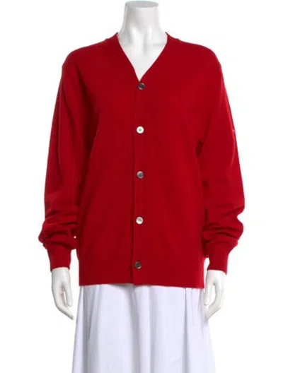 Pre-owned Comme Des Garçons Play Wool V-neck Sweater In Red