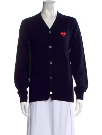 Pre-owned Comme Des Garçons Play Wool V-neck Sweater W/ Tags In Blue