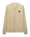 Comme Des Garçons Play Woolen Cardigan In Nude