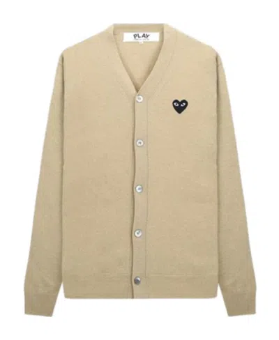 Comme Des Garçons Play Woolen Cardigan In Nude