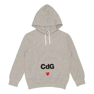 Comme Des Garçons Play Comme Des Garcons Play X Cdg Logo Drawstring Hoodie 'grey' In Gray