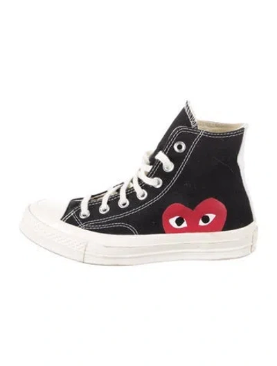 Pre-owned Comme Des Garçons Play X Converse Canvas Graphic Print Athletic Sneakers In Black