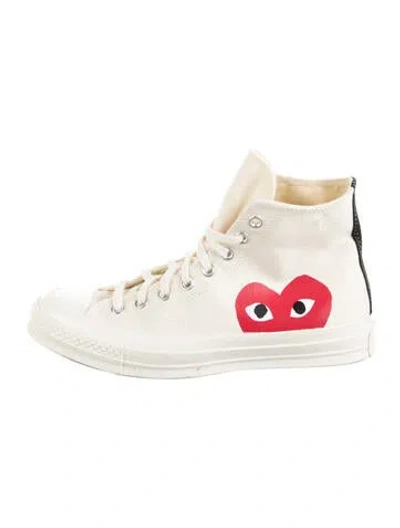 Pre-owned Comme Des Garçons Play X Converse Canvas Graphic Print Lace-up Boots In Neutral