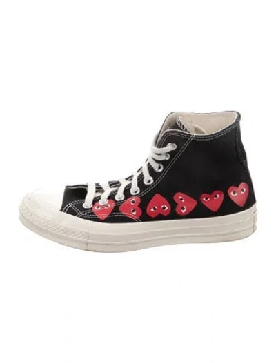 Pre-owned Comme Des Garçons Play X Converse Canvas Graphic Print Sneakers In Black