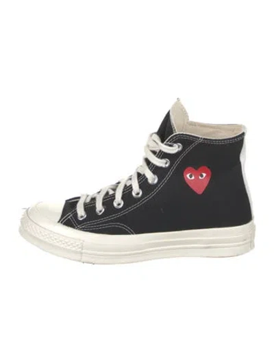 Pre-owned Comme Des Garçons Play X Converse Canvas Graphic Print Sneakers In Black