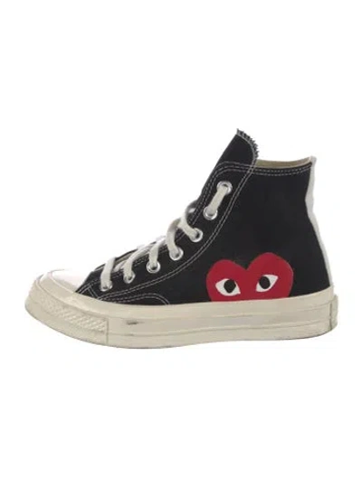 Pre-owned Comme Des Garçons Play X Converse Canvas Graphic Print Sneakers In Black