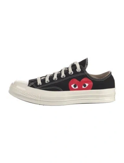 Pre-owned Comme Des Garçons Play X Converse Canvas Graphic Print Sneakers In Black