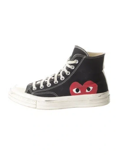 Pre-owned Comme Des Garçons Play X Converse Canvas Graphic Print Sneakers In Black