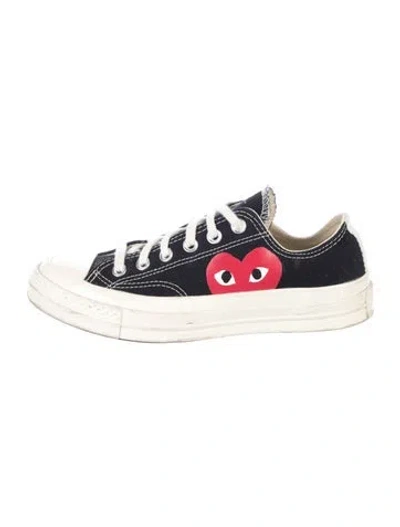 Pre-owned Comme Des Garçons Play X Converse Canvas Graphic Print Sneakers In Black
