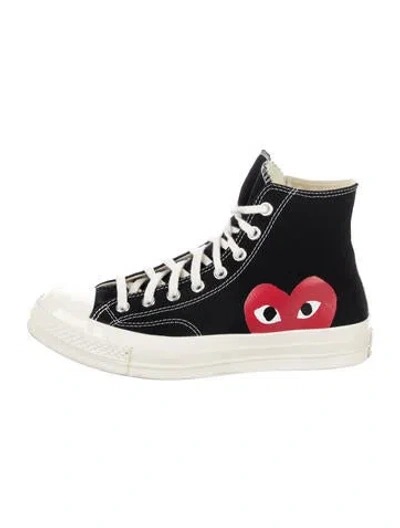 Pre-owned Comme Des Garçons Play X Converse Canvas Graphic Print Sneakers In Black