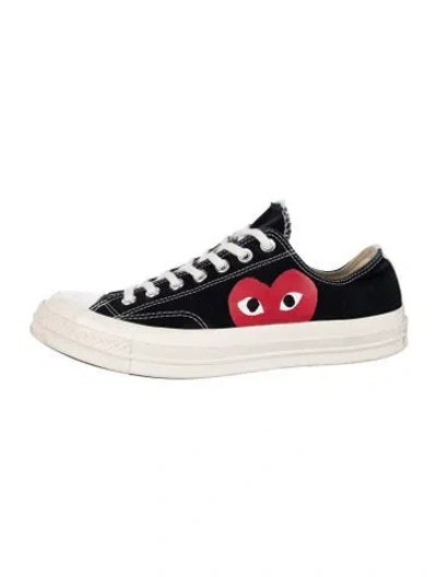 Pre-owned Comme Des Garçons Play X Converse Canvas Graphic Print Sneakers In Black