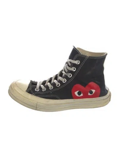 Pre-owned Comme Des Garçons Play X Converse Canvas Graphic Print Sneakers In Black