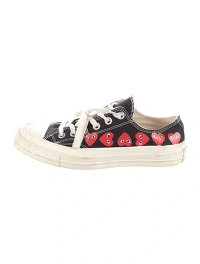 Pre-owned Comme Des Garçons Play X Converse Canvas Graphic Print Sneakers In Black