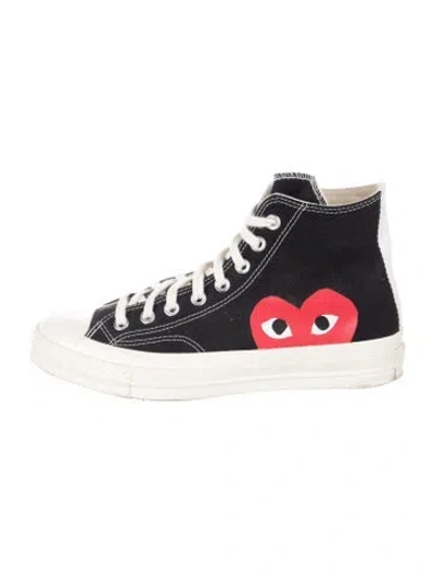 Pre-owned Comme Des Garçons Play X Converse Canvas Graphic Print Sneakers In Black