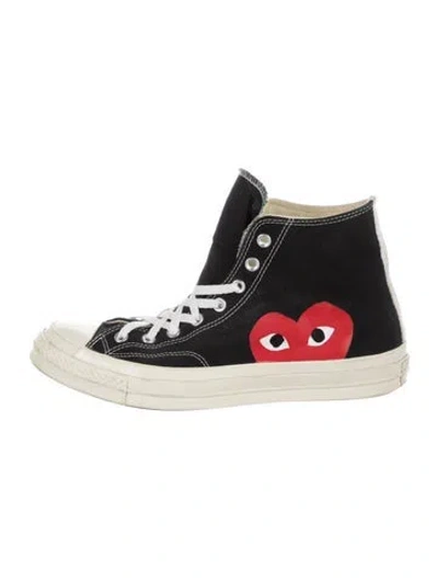 Pre-owned Comme Des Garçons Play X Converse Canvas Graphic Print Sneakers In Black