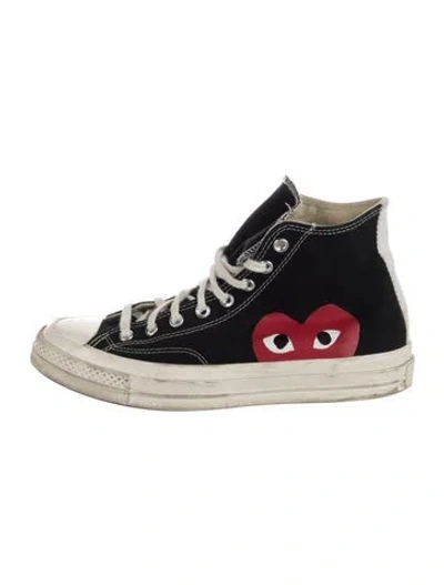 Pre-owned Comme Des Garçons Play X Converse Canvas Graphic Print Sneakers In Black