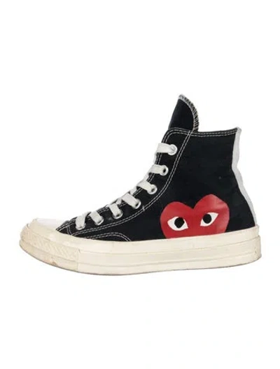 Pre-owned Comme Des Garçons Play X Converse Canvas Graphic Print Sneakers In Black