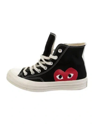 Pre-owned Comme Des Garçons Play X Converse Canvas Graphic Print Sneakers In Black