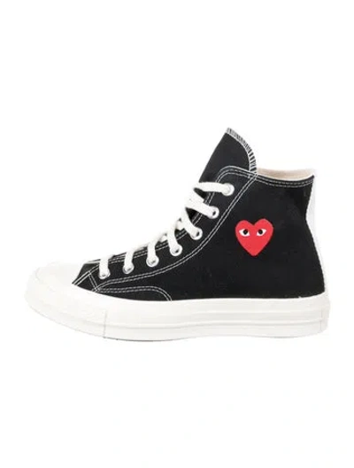 Pre-owned Comme Des Garçons Play X Converse Canvas Graphic Print Sneakers In Black