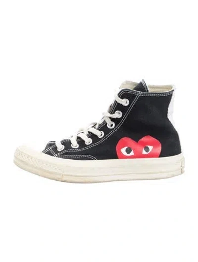 Pre-owned Comme Des Garçons Play X Converse Canvas Graphic Print Sneakers In Black
