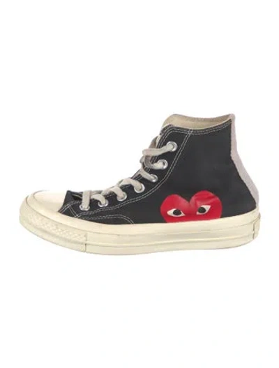 Pre-owned Comme Des Garçons Play X Converse Canvas Graphic Print Sneakers In Black