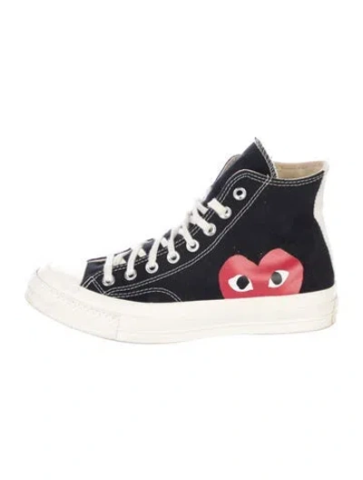 Pre-owned Comme Des Garçons Play X Converse Canvas Graphic Print Sneakers In Black