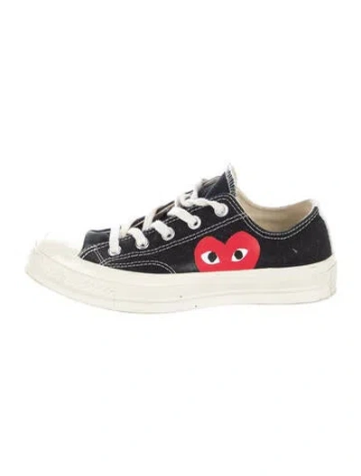 Pre-owned Comme Des Garçons Play X Converse Canvas Graphic Print Sneakers In Black