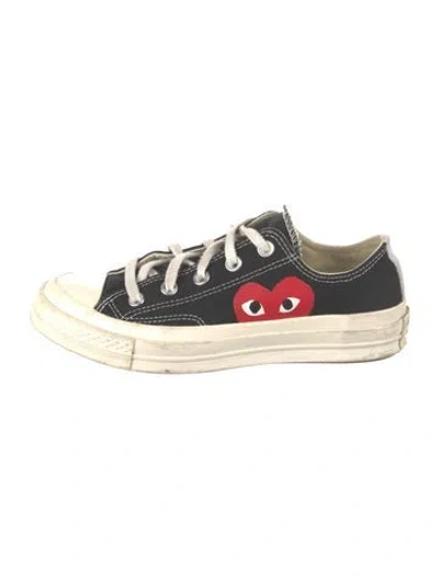 Pre-owned Comme Des Garçons Play X Converse Canvas Graphic Print Sneakers In Black
