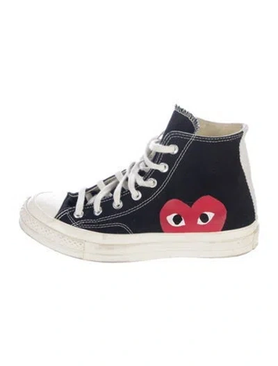 Pre-owned Comme Des Garçons Play X Converse Canvas Graphic Print Sneakers In Black