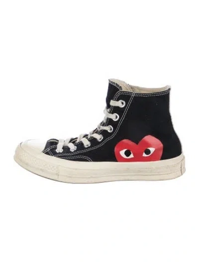 Pre-owned Comme Des Garçons Play X Converse Canvas Graphic Print Sneakers In Black