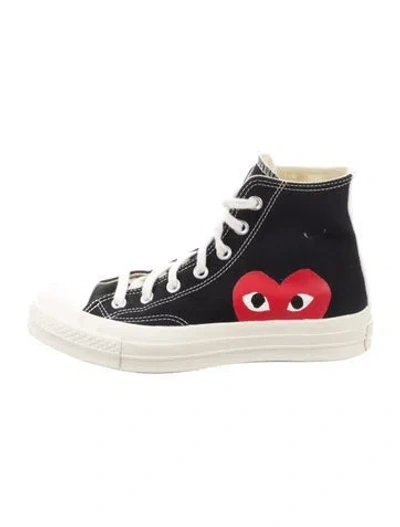 Pre-owned Comme Des Garçons Play X Converse Canvas Graphic Print Sneakers In Black