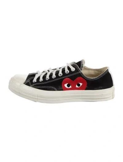 Pre-owned Comme Des Garçons Play X Converse Canvas Graphic Print Sneakers In Black
