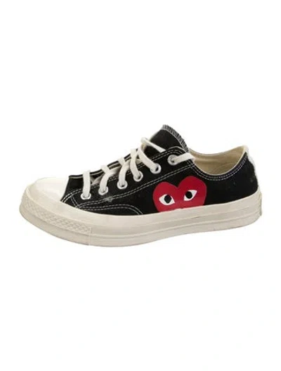 Pre-owned Comme Des Garçons Play X Converse Canvas Graphic Print Sneakers In Black