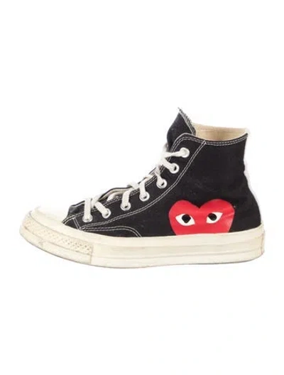 Pre-owned Comme Des Garçons Play X Converse Canvas Graphic Print Sneakers In Black