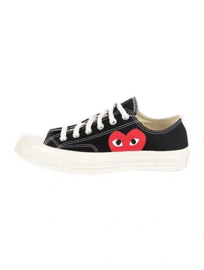 Pre-owned Comme Des Garçons Play X Converse Canvas Graphic Print Sneakers In Black