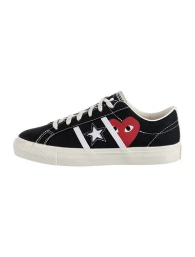 Pre-owned Comme Des Garçons Play X Converse Canvas Graphic Print Sneakers In Black