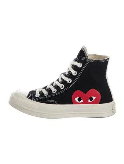 Pre-owned Comme Des Garçons Play X Converse Canvas Graphic Print Sneakers In Black