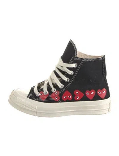 Pre-owned Comme Des Garçons Play X Converse Canvas Graphic Print Sneakers In Black