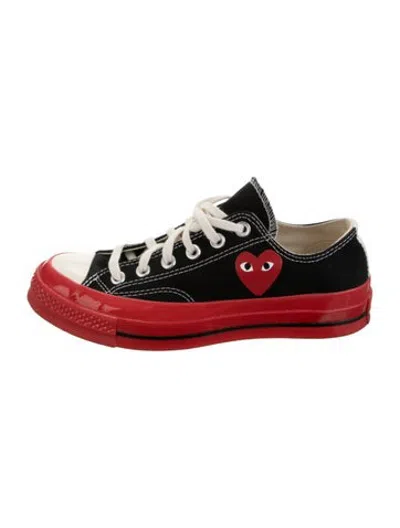 Pre-owned Comme Des Garçons Play X Converse Canvas Graphic Print Sneakers In Black