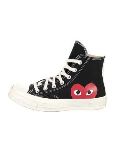 Pre-owned Comme Des Garçons Play X Converse Canvas Graphic Print Sneakers In Black/neutrals