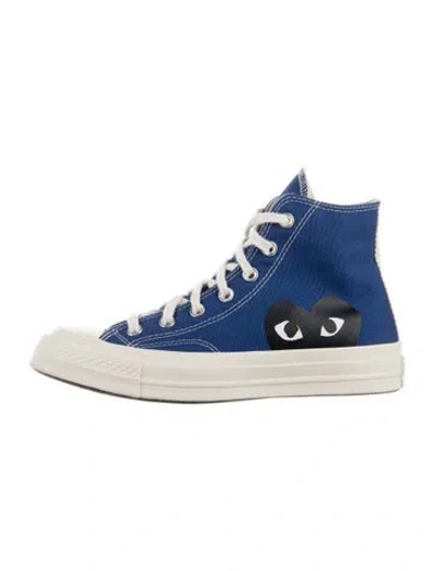 Pre-owned Comme Des Garçons Play X Converse Canvas Graphic Print Sneakers In Blue