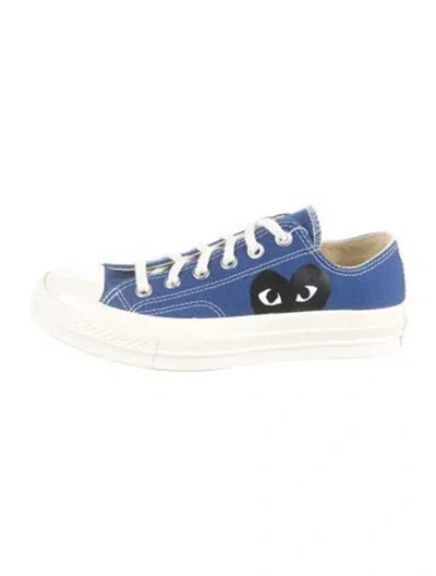 Pre-owned Comme Des Garçons Play X Converse Canvas Graphic Print Sneakers In Blue