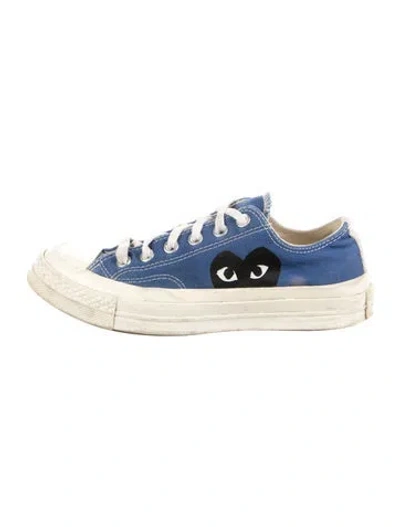 Pre-owned Comme Des Garçons Play X Converse Canvas Graphic Print Sneakers In Blue