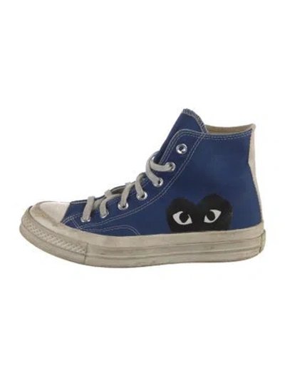 Pre-owned Comme Des Garçons Play X Converse Canvas Graphic Print Sneakers In Blue